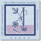 Name Doodles - Square Address Labels/Stickers (Floral Caps Blue)